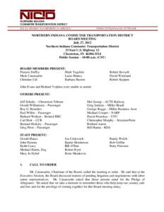 D NORTHERN INDIANA COMMUTER TRANSPORTATION DISTRICT 33 E. U.S. HIGHWAY 12  CHESTERTON, IN[removed]PHONE: [removed]  FAX: [removed]