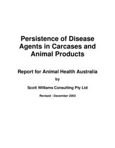 Persistence of Disease Agents in Carcases / Animal Products