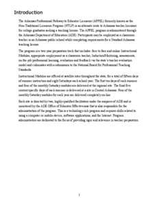 Education in Arkansas / Blended learning / Teacher education / E-learning / National Board for Professional Teaching Standards / Praxis test / Arkansas Department of Education / Teacher / Arkansas Department of Education Distance Learning Center / Education / Pedagogy / Teaching