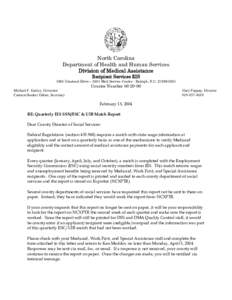 North Carolina Department of Health and Human Services Division of Medical Assistance Recipient Services EIS 1985 Umstead Drive – 2501 Mail Service Center - Raleigh, N.C[removed]