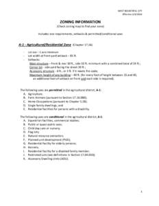 WEST BOUNTIFUL CITY EffectiveZONING INFORMATION (Check zoning map to find your zone) Includes size requirements, setbacks & permitted/conditional uses
