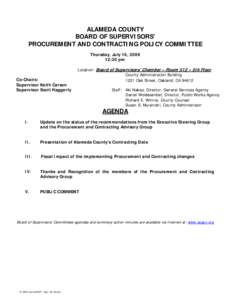 Alameda County Board of Supervisors / Keith Carson / Board of Supervisors / Procurement / California / Geography of California / Local government in the United States / Alameda County /  California