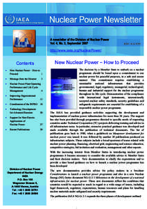 A newsletter of the Division of Nuclear Power Vol. 4, No. 3, September 2007 ISSN[removed]http://www.iaea.org/NuclearPower/