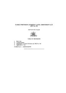 FAMILY PROVISION (FOREIGN LAND) AMENDMENT ACT 1989 No. 191 NEW SOUTH WALES TABLE OF PROVISIONS 1.