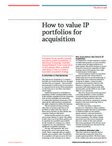 The price is right  How to value IP portfolios for acquisition Innovation-driven growth, typically