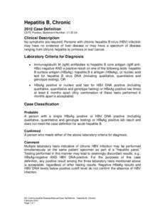 Hepatitis B, Chronic[removed]Case Definition