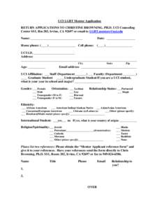 UCI LGBT Mentor Application