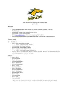 SUNY Delhi Broncos Track and Field Weekday Classic April 10, 2013 Meet Info: