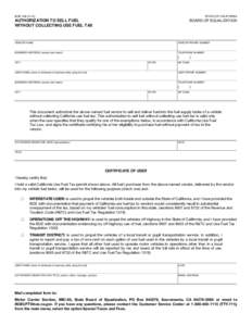 AUTHORIZATION TO SELL FUEL WITHOUT COLLECTING USE FUEL TAX