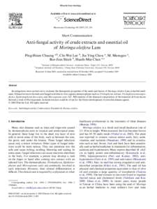 Microbiology / Fungal diseases / Antifungals / Moringa oleifera / Water treatment / Moringa / Dermatophyte / Trichophyton rubrum / Ketoconazole / Biology / Eurotiomycetes / Mycology