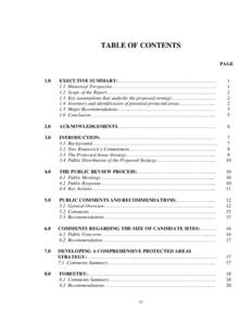 TABLE OF CONTENTS PAGE 1.0  EXECUTIVE SUMMARY:……………………………………………………