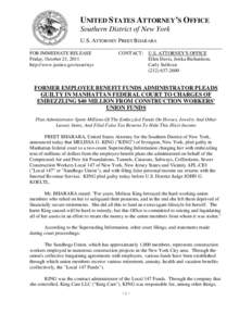 UNITED STATES ATTORNEY’S OFFICE Southern District of New York U.S. ATTORNEY PREET BHARARA FOR IMMEDIATE RELEASE Friday, October 21, 2011 http://www.justice.gov/usao/nys