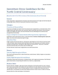 Revised: [removed]Investiture Dress Guidelines for the North Central Lieutenancy  (Based on the[removed]revision of the Lieutenancy Dress Protocol)