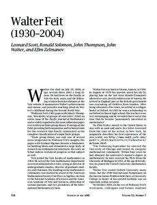 Finite groups / Guggenheim Fellows / Sporadic groups / Walter Feit / Classification of finite simple groups / Feit–Thompson theorem / John G. Thompson / Simple group / Richard Brauer / Abstract algebra / Algebra / Group theory