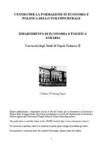 CENTRO PER LA FORMAZIONE IN ECONOMIA E POLITICA DELLO SVILUPPO RURALE DIPARTIMENTO DI ECONOMIA E POLITICA AGRARIA Università degli Studi di Napoli Federico II