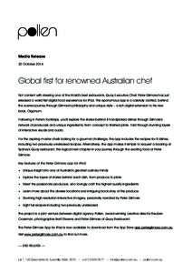! ! Media Release 20 October[removed]Global first for renowned Australian chef