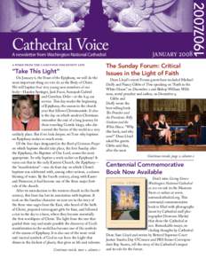 Cathedral Voice A newsletter from Washington National Cathedral A Word from the canon for community life