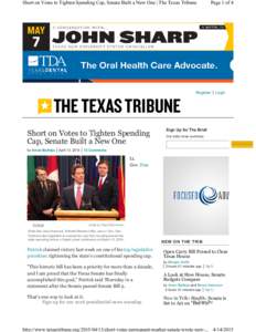 Short on Votes to Tighten Spending Cap, Senate Built a New One | The Texas Tribune  Page 1 of 4 Register