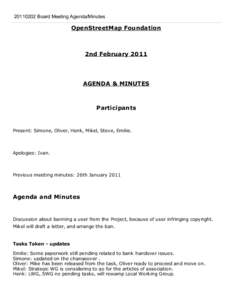 [removed] Board Meeting Agenda/Minutes  OpenStreetMap Foundation 2nd February 2011