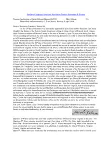 Southern Campaign American Revolution Pension Statements & Rosters Pension Application of Jacob Gibson (Gipson) R3998 Mary Gibson Transcribed and annotated by C. Leon Harris. Revised 9 April[removed]VA