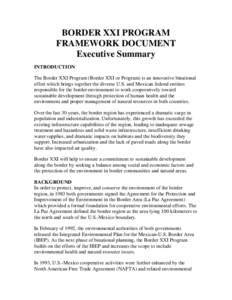 Border XXI Program Framework Document,