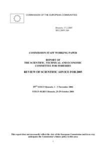 COMMISSION OF THE EUROPEAN COMMUNITIES  Brussels, SECCOMMISSION STAFF WORKING PAPER