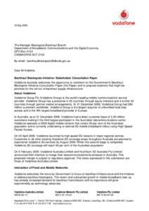 15 May[removed]The Manager Blackspots Backhaul Branch Department of Broadband, Communications and the Digital Economy GPO Box 2154 CANBAERRA ACT 2154