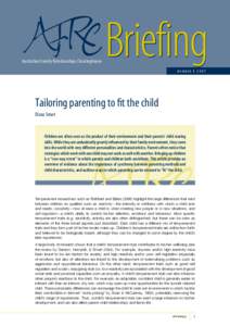 Australian Family Relationships Clearinghouse  Briefing NUMBERTailoring parenting to fit the child