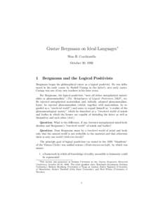 Philosophy of science / Ontology / Logical positivism / Empiricism / Vienna Circle / Rudolf Carnap / Gustav Bergmann / Metaphysics / Analytic–synthetic distinction / Philosophy / Science / Analytic philosophy