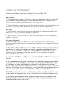 Worldwatch Institute Europe Statutes revision 9 July2013