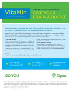 VitaMin Vital health information in a minute From the couch to the classroom  GIVE YOUR