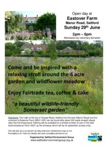 Open day at  Eastover Farm Manor Road, Saltford  Sunday 29th June