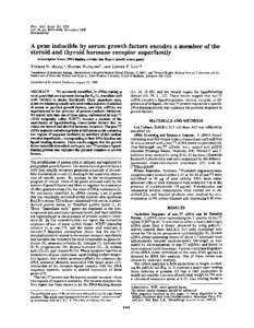 Proc. Narl. Acad. Sci. USA Vol. 85, pp[removed], November 1988 Biochenustry A gene inducible by serum growth factors encodes a member of the steroid and thyroid hormone receptor superfamily