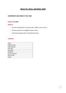 RESULTS LEGAL AWARDS[removed]CORPORATE LAW FIRM OF THE YEAR