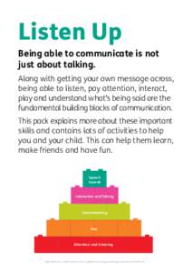 Listen Up  Being able to communicate is not just about talking. Along with getting your own message across, being able to listen, pay attention, interact,