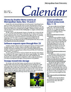Calendar Metropolitan State University Nov. 1, 2013 Vol. 41 No. 16
