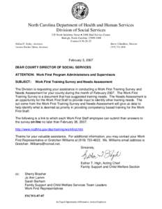 North Carolina Department of Health and Human Services Division of Social Services 325 North Salisbury Street • 2408 Mail Service Center Raleigh, North Carolina[removed]Courier # [removed]Michael F. Easley, Governor