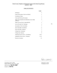 Oxford County Telephone and Telegraph Company d/b/a Oxford Long Distance Intrastate - Maine TABLE OF CONTENTS PAGE Definitions