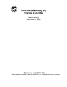 IMFC Statement by Adnan Shihab-Eldin, Acting Secretary-General, Organization of the Petroleum Exporting Countries, September 24, 2005