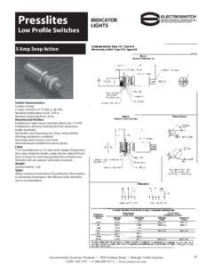 Presslites Low Proﬁle Switches INDICATOR LIGHTS