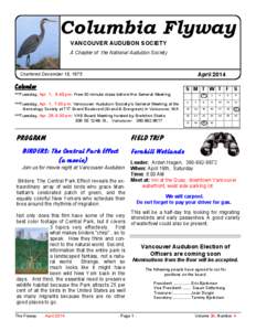 Columbia Flyway VANCOUVER AUDUBON SOCIETY A Chapter of the National Audubon Society April 2014