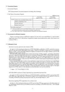 (11) Investment Property 1. Investment Property NTT Group maintains investment properties including office buildings. 2. Fair Value of Investment Property Year ended March 31, 2013