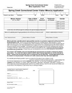 Spring Creek Correctional Center Visitor Adult Application