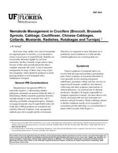 ENY-024  Nematode Management in Crucifers (Broccoli, Brussels Sprouts, Cabbage, Cauliflower, Chinese Cabbages, Collards, Mustards, Radishes, Rutabagas and Turnips) 1 J.W. Noling2
