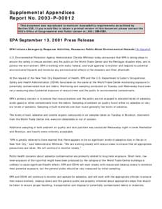 Supplemental Appendices Report No[removed]P-00012 * This document was reproduced to maintain Accessibility requirements as outlined by Section 508. If you would like to obtain a printed version of this document please cont