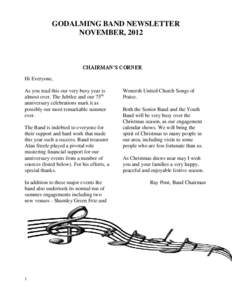 GODALMING BAND - DECEMBER 2012 NEWSLETTER