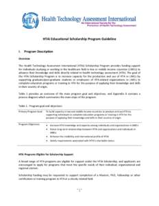 HTAi Educational Scholarship Program Guideline I. Program Description  Overview