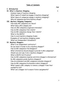 Table of Contents  Page I. Introduction 5