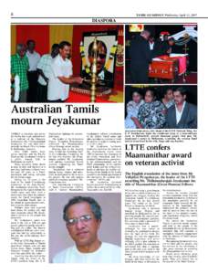 8  TAMIL GUARDIAN Wednesday April 11, 2007 DIASPORA