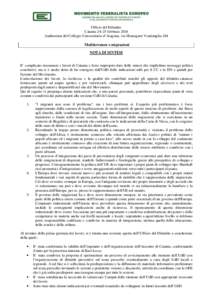 Ufficio del Dibattito Catania 24–25 febbraio 2018 Auditorium del Collegio Universitario d’Aragona, via Monsignor Ventimiglia 184 Mediterraneo e migrazioni NOTA DI SINTESI